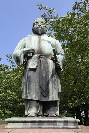 bronze japanese samourai fighter statueの写真素材