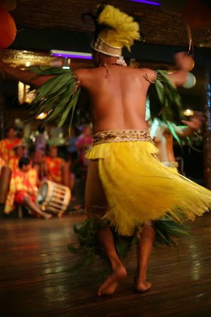 exotic tahitian tribal male dancerの写真素材