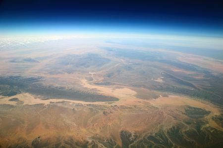 African desert with dark blue skyの写真素材