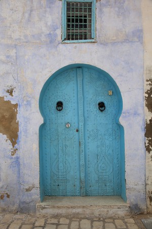 old arabic style blue doorの写真素材