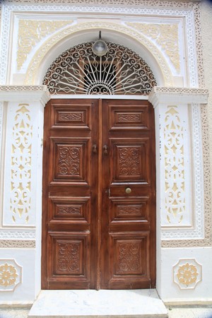 old decorated door in tunisia cityの写真素材