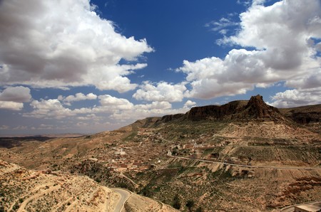 tunisian desert mountain village landscapeの写真素材