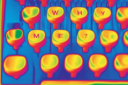 Typewriter illustration - why me?の写真素材