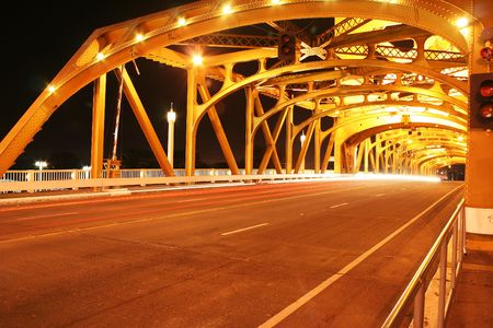 Bridge at night in Sacramento, Californiaの写真素材