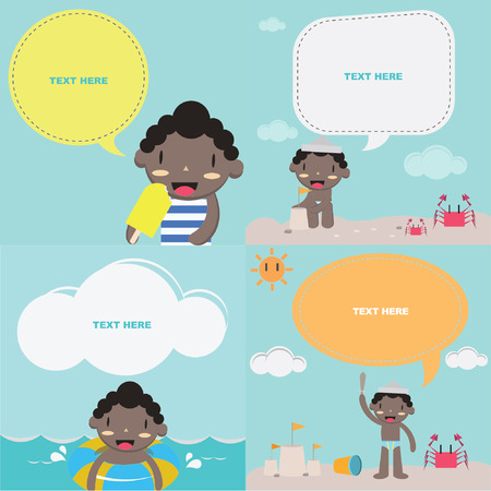 Cute boy on the beach I   Kidsのイラスト素材