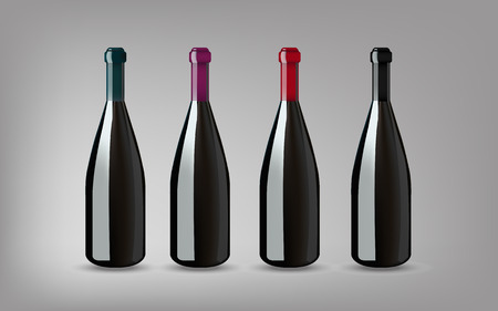 Wine Bottle with On grey Background Isolated. のイラスト素材