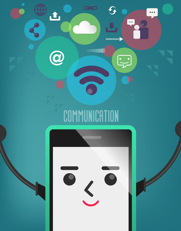 mobile phone with connection bubble, communication, connectionのイラスト素材