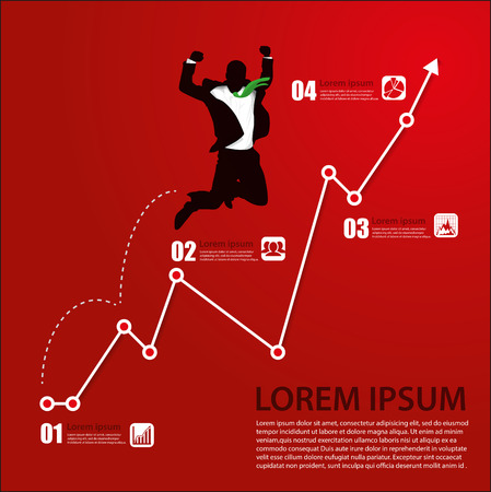  illustration of business people jump on bar graphのイラスト素材