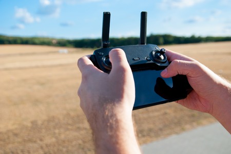 Black remote control for drone