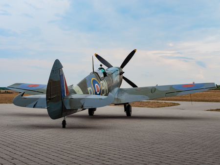 Supermarine Spitfire Mk XVI - sunset on airfield