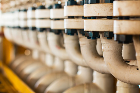 Close up pipe line manifold in Offshore
