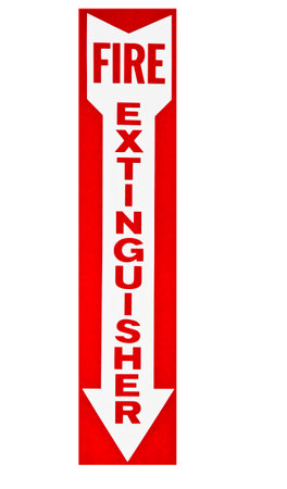 fire extinguisher sign isolated on a white background.の写真素材