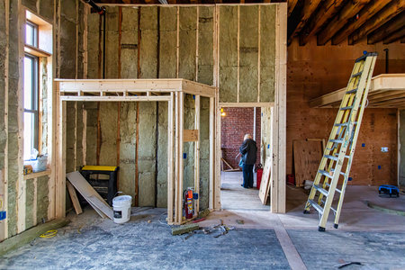 Interior of a house under construction. Renovation of a new house.の写真素材