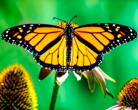 Monarch Butterfly (Danaus plexippus) on Coneflower. nature photographyの写真素材