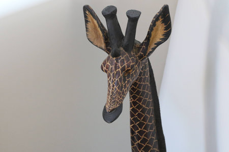 Wooden Giraffe Head Figureの写真素材