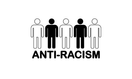 Anti-Racism flat icon white human and black human stay together on white backgroundのイラスト素材