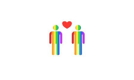 Flat icon LGBTQ+ human icon concept of love couple stay together with love and understand each otherのイラスト素材