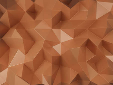 3d render, abstract faceted copper metallic texture, polygonal wallpaperの写真素材