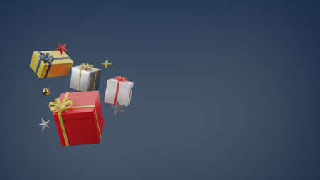 Levitate present box or giftbox, 3D rendering illustration, space for wishes, holiday card