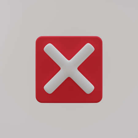 Declined negative wrong incorrect no disagree tick sign 3D rendering illustration