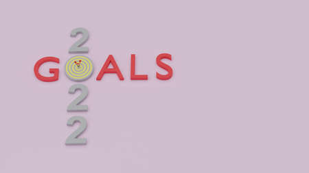 2022 target reach bullseye of dartboard as achievement goal complete success as wish 3D rendering...