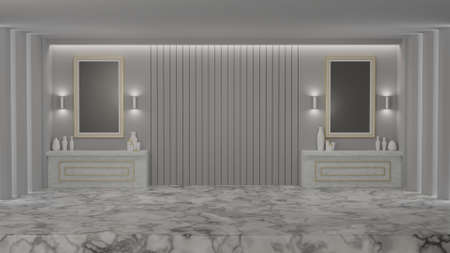 Abstract mockup luxury marble floor empty dressing room or spa room showcase stage for product display 3D rendering illustrationの写真素材