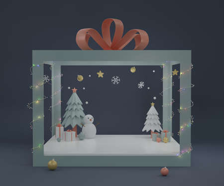 Christmas and new year party celebration event in huge present gift box as product presentation...
