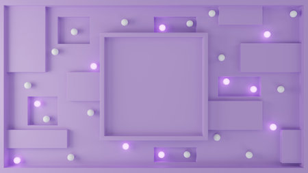 Empty abstract frame with illuminated geometry shape background for product presentation 3D rendering illustrationの写真素材