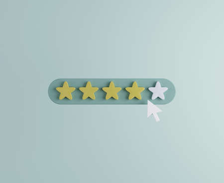 Five stars rating scale for satisfaction feedback measurement from customers to improve service 3D...