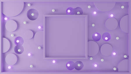 Empty abstract frame with illuminated geometry shape background for product presentation 3D...