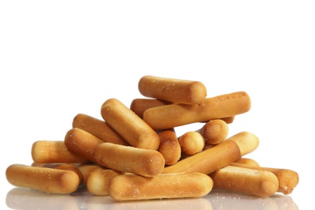 salty bread sticks isolated on white background
