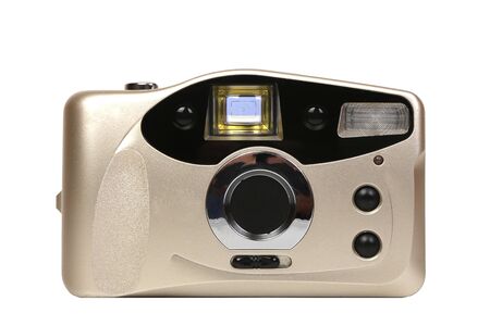 Old analog camera jn white backgroundの写真素材
