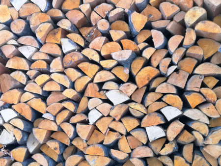 firewood, winter day in a Russian village trees in the snow frost natureの写真素材