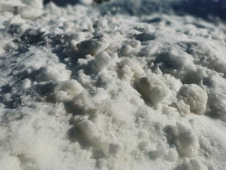 winter day in the Russian village snow well blue sky