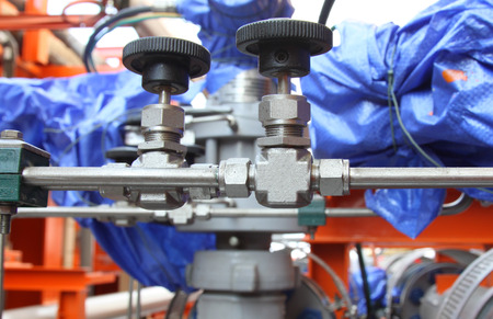 Pneumatic valve at an oil and gas industrial.