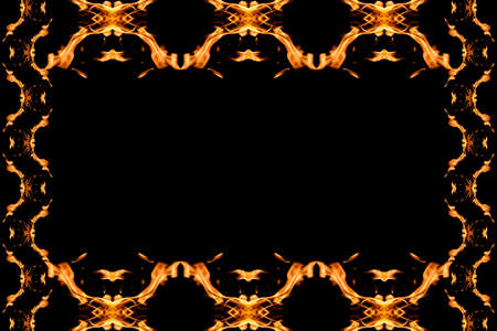 Royal pattern and fire flame textured border with free space frame on black background