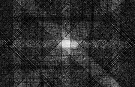Seamless grid pattern background of black and white linen fabric with grunge textureの写真素材