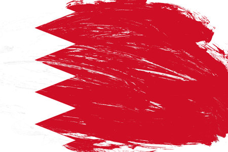 Distressed stroke brush painted bahrain flag on white backgroundの写真素材