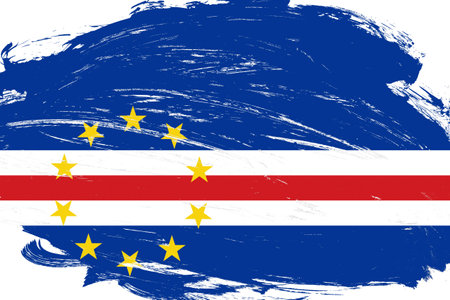 Distressed stroke brush painted cabo verde flag on white backgroundの写真素材