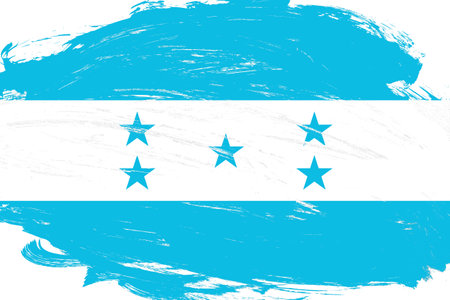 Distressed stroke brush painted honduras flag on white backgroundの写真素材