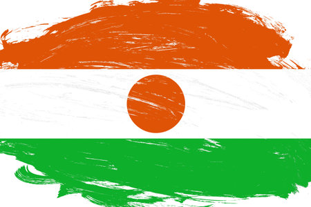 Distressed stroke brush painted niger flag on white backgroundの写真素材