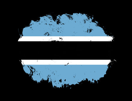 Botswana flag painted on black stroke brush backgroundの写真素材