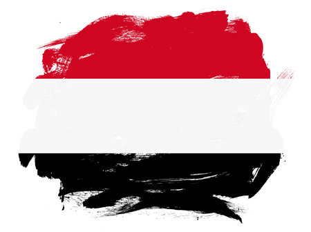 Egypt flag on abstract painted white stroke brush backgroundの写真素材