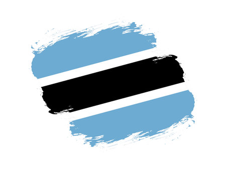 Stroke brush textured flag of botswana on white backgroundの写真素材