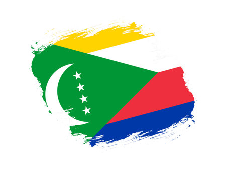Stroke brush textured flag of comoros on white backgroundの写真素材