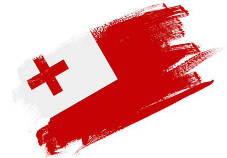 Abstract paint brush textured flag of tonga on white backgroundの写真素材