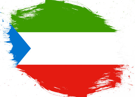 Equatorial guinea flag on distressed grunge brush backgroundの写真素材