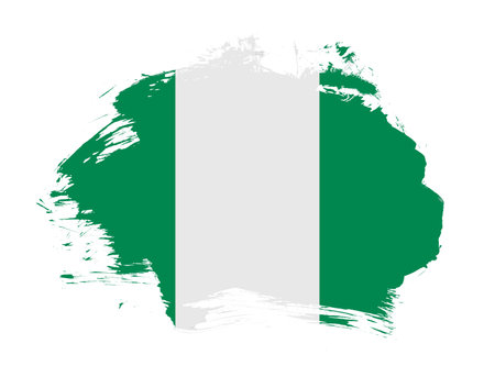 Nigeria flag painted on minimal brush stroke backgroundの写真素材