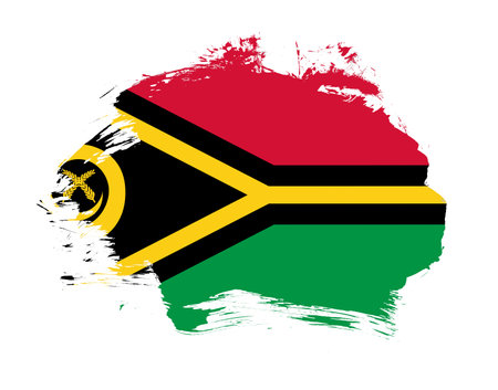 Vanuatu flag painted on minimal brush stroke backgroundの写真素材