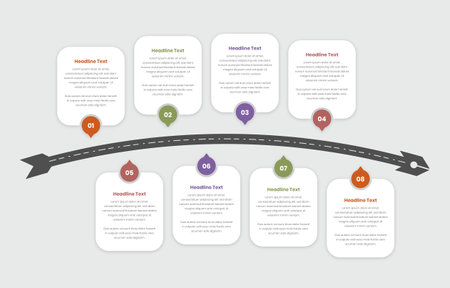 Business roadmap or timeline infographic template with number for text and data presentationのイラスト素材